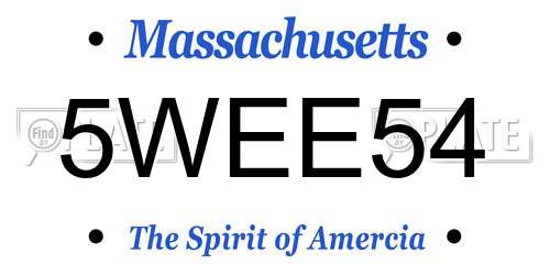 5WEE54 Massachusetts License Plate