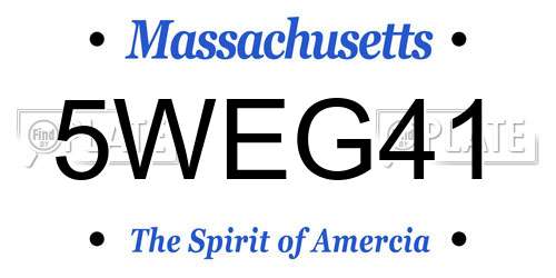 5WEG41 Massachusetts License Plate
