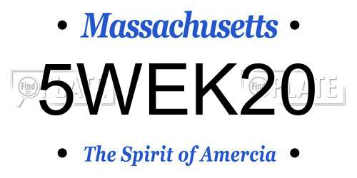 5WEK20 Massachusetts License Plate