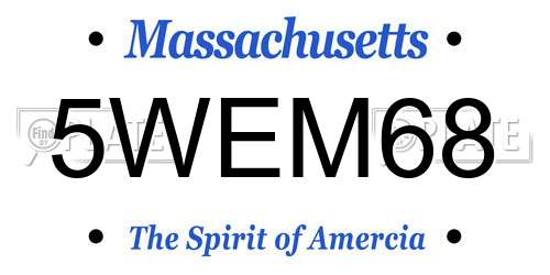5WEM68 Massachusetts License Plate