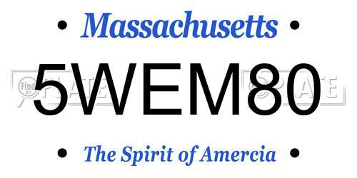5WEM80 Massachusetts License Plate