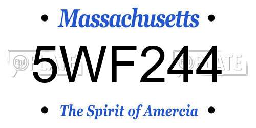 5WF244 Massachusetts License Plate