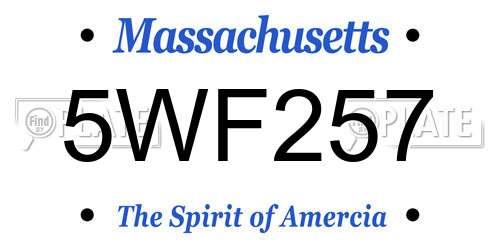 5WF257 Massachusetts License Plate