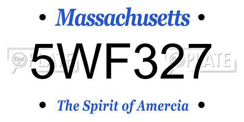 5WF327 Massachusetts License Plate