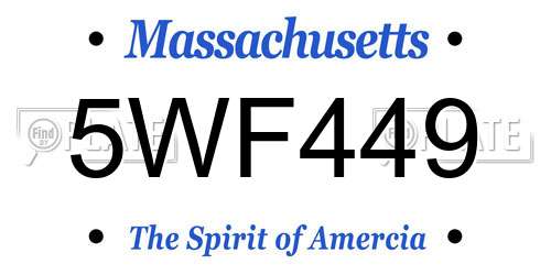 5WF449 Massachusetts License Plate