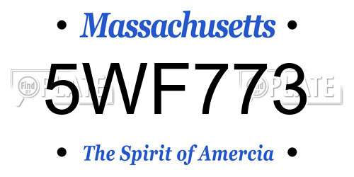 5WF773 Massachusetts License Plate