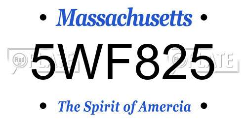 5WF825 Massachusetts License Plate
