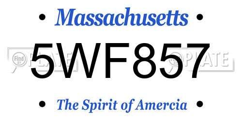 5WF857 Massachusetts License Plate
