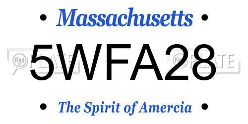 5WFA28 Massachusetts License Plate