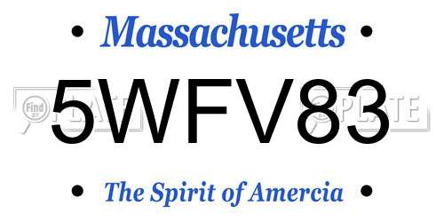 5WFV83 Massachusetts License Plate