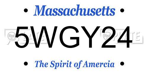 5WGY24 Massachusetts License Plate