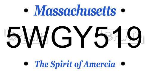 5WGY519 Massachusetts License Plate