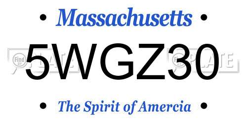 5WGZ30 Massachusetts License Plate