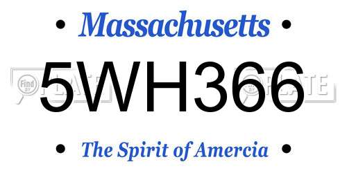5WH366 Massachusetts License Plate
