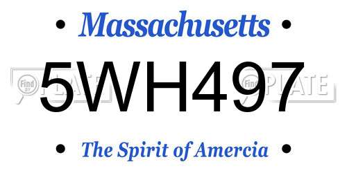 5WH497 Massachusetts License Plate