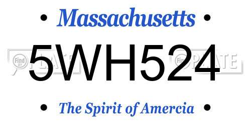5WH524 Massachusetts License Plate
