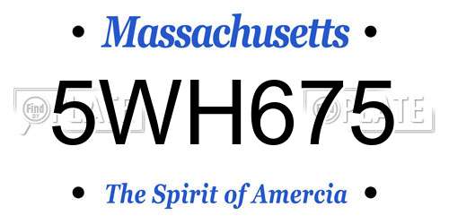 5WH675 Massachusetts License Plate