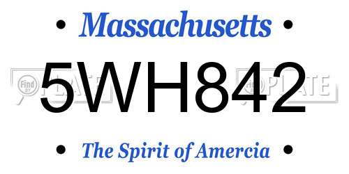 5WH842 Massachusetts License Plate