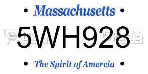 5WH928 Massachusetts License Plate