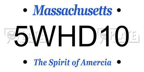 5WHD10 Massachusetts License Plate