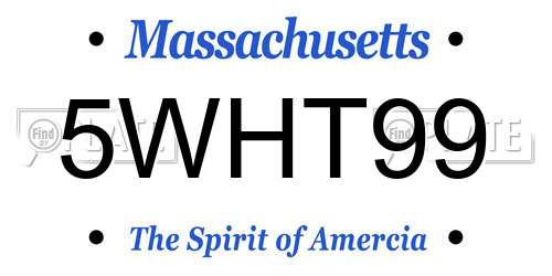 5WHT99 Massachusetts License Plate