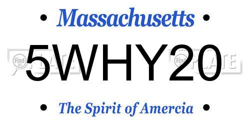 5WHY20 Massachusetts License Plate