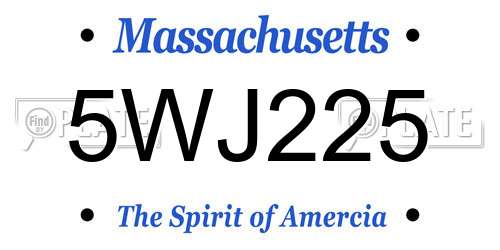 5WJ225 Massachusetts License Plate