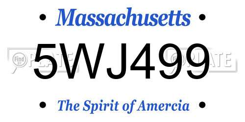 5WJ499 Massachusetts License Plate