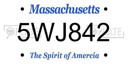 5WJ842 Massachusetts License Plate