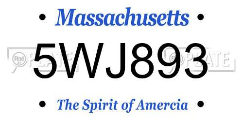 5WJ893 Massachusetts License Plate