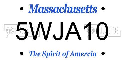 5WJA10 Massachusetts License Plate