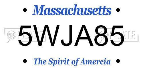 5WJA85 Massachusetts License Plate
