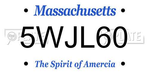 5WJL60 Massachusetts License Plate