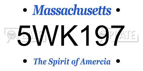 5WK197 Massachusetts License Plate