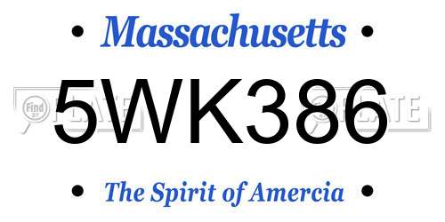 5WK386 Massachusetts License Plate
