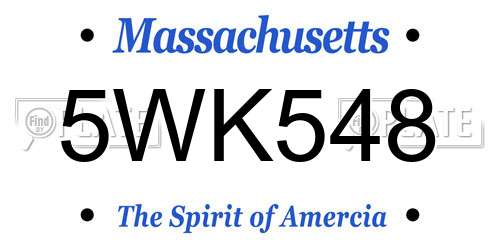 5WK548 Massachusetts License Plate
