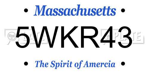 5WKR43 Massachusetts License Plate