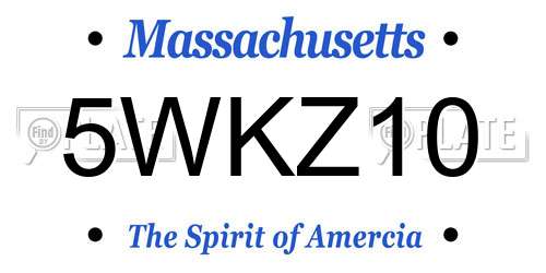 5WKZ10 Massachusetts License Plate