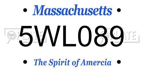 5WL089 Massachusetts License Plate