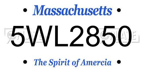 5WL2850 Massachusetts License Plate