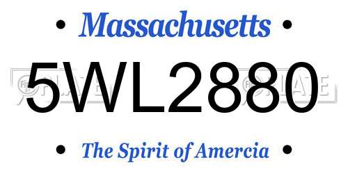 5WL2880 Massachusetts License Plate