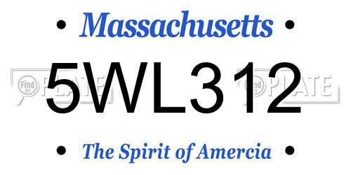 5WL312 Massachusetts License Plate