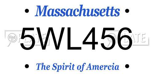 5WL456 Massachusetts License Plate