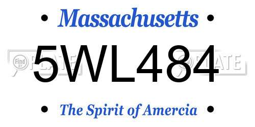 5WL484 Massachusetts License Plate