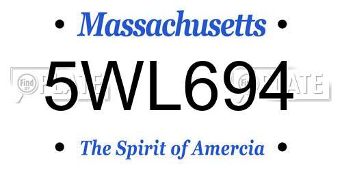 5WL694 Massachusetts License Plate