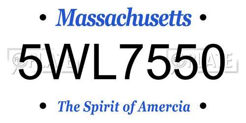 5WL7550 Massachusetts License Plate