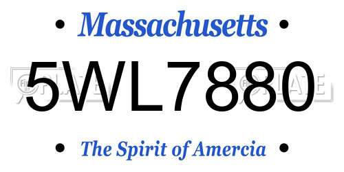 5WL7880 Massachusetts License Plate