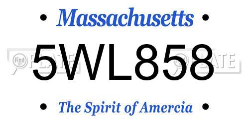 5WL858 Massachusetts License Plate