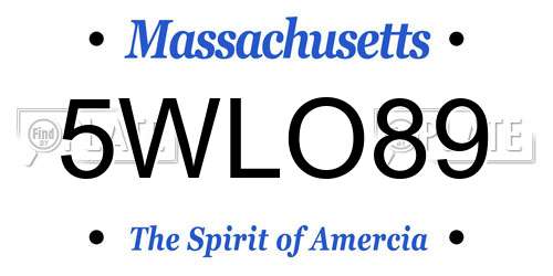 5WLO89 Massachusetts License Plate