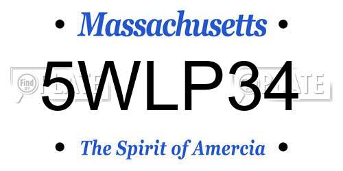 5WLP34 Massachusetts License Plate
